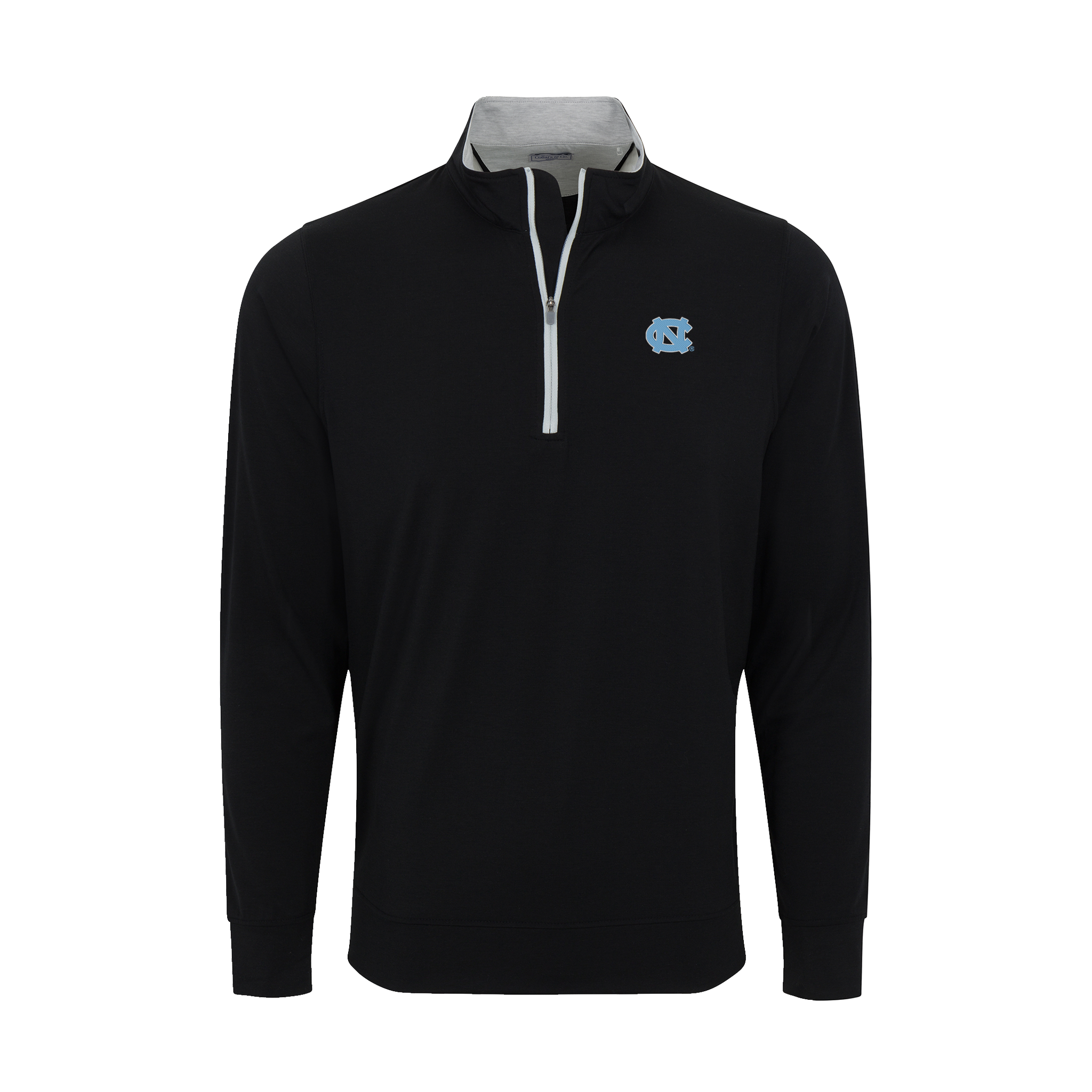 North Carolina Heather Cloud Cotton Quarter Zip Pullover Black with Light Grey Trim