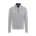 North Carolina Heather Cloud Cotton Quarter Zip Pullover Light Grey with Navy Trim