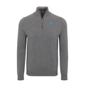 North Carolina Grey with Grey Trim Luxury Touch Cotton and Cashmere Quarter Zip Sweater