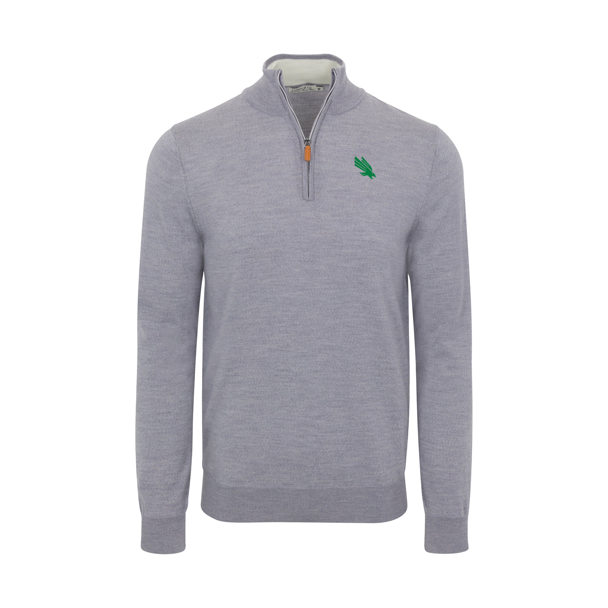 North Texas Grey Melange Cashmere Touch Australian Merino Quarter Zip Sweater