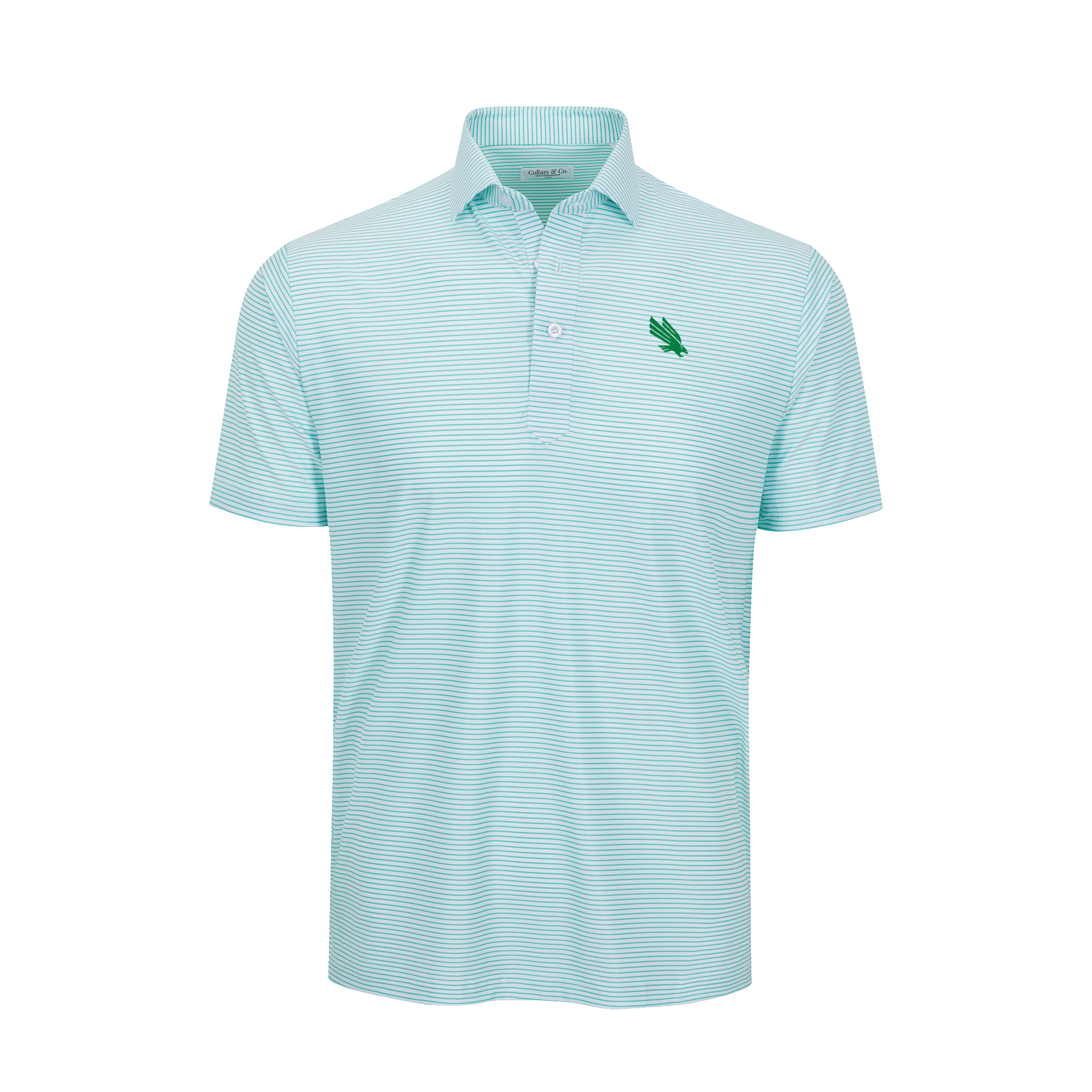 North Texas Featherweight Flex Polo Augusta Green Stripe