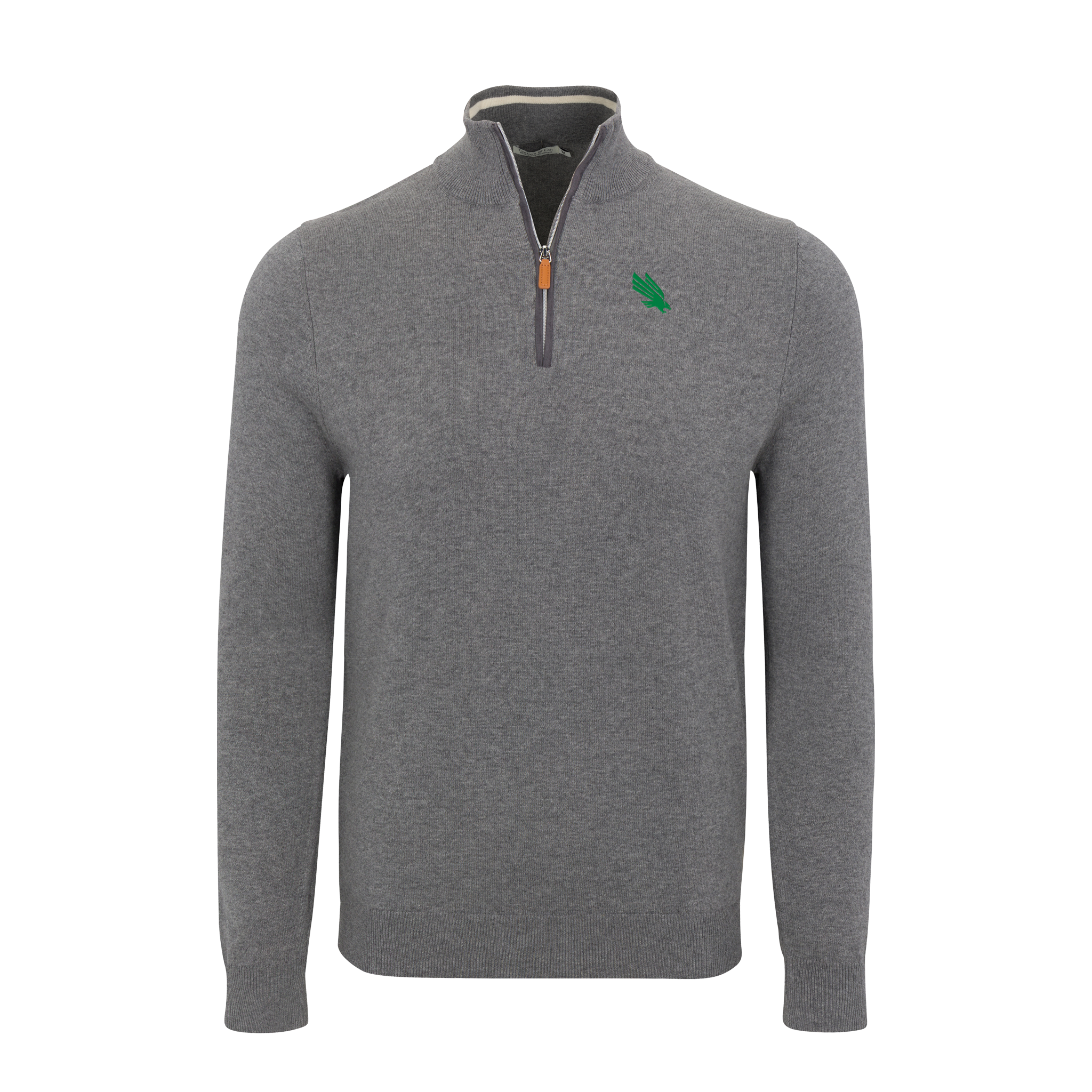 North Texas Grey with Grey Trim Luxury Touch Cotton and Cashmere Quarter Zip Sweater