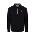 USC Heather Cloud Cotton Quarter Zip Pullover Black with Light Grey Trim