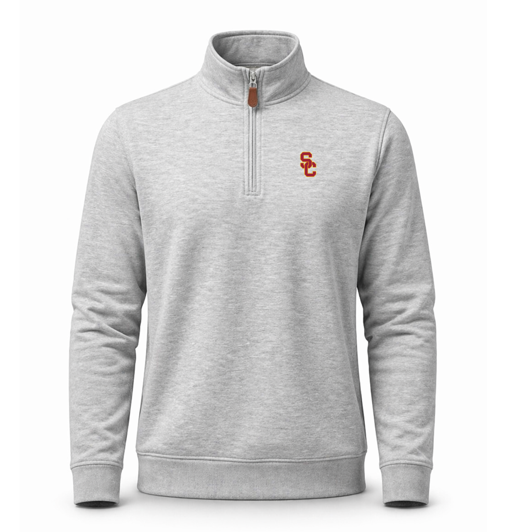 USC Heather Cloud Cotton Quarter Zip Pullover Light Grey