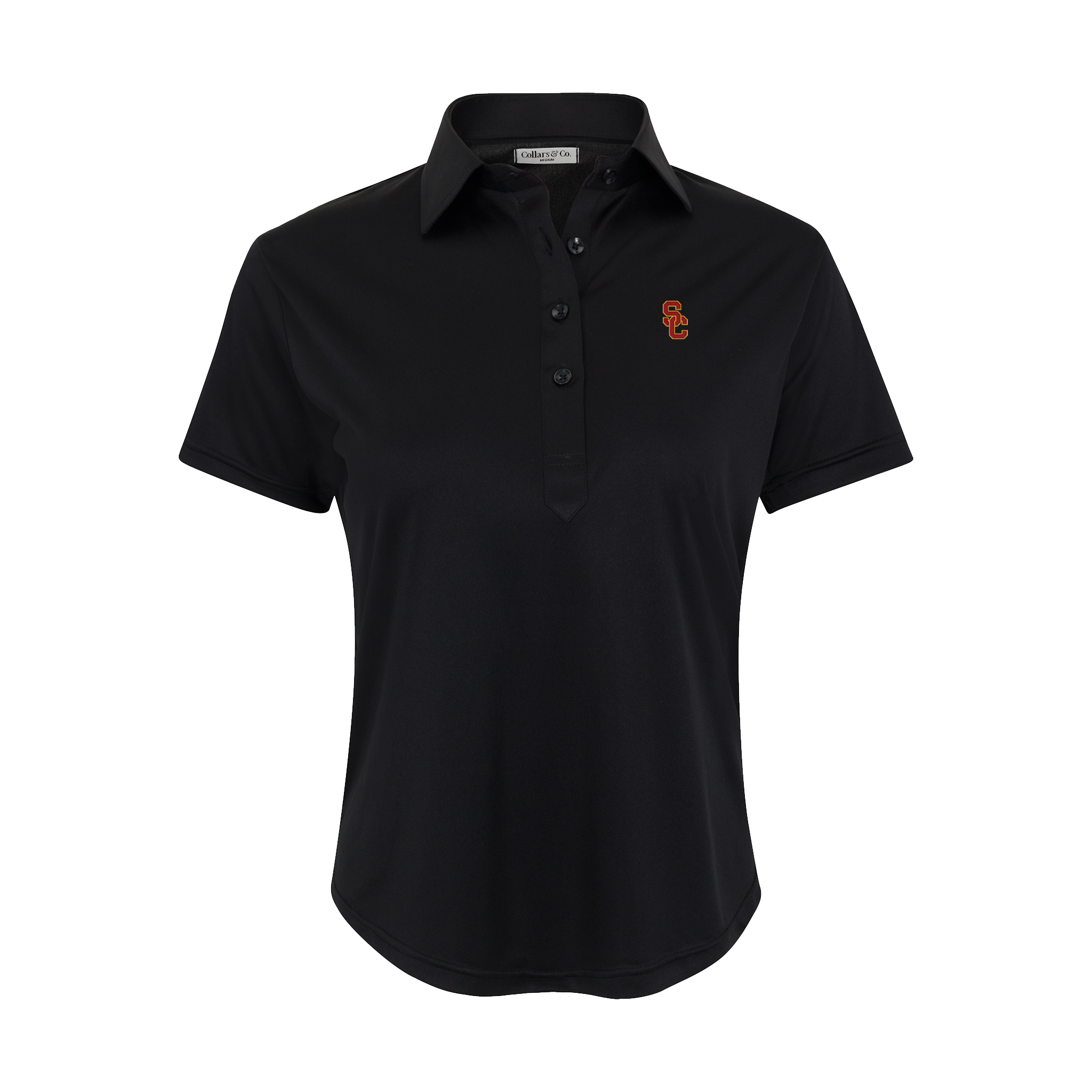 USC Women's Cap Sleeve Semi Spread Polo Black