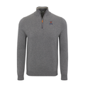 Virginia Grey with Grey Trim Luxury Touch Cotton and Cashmere Quarter Zip Sweater