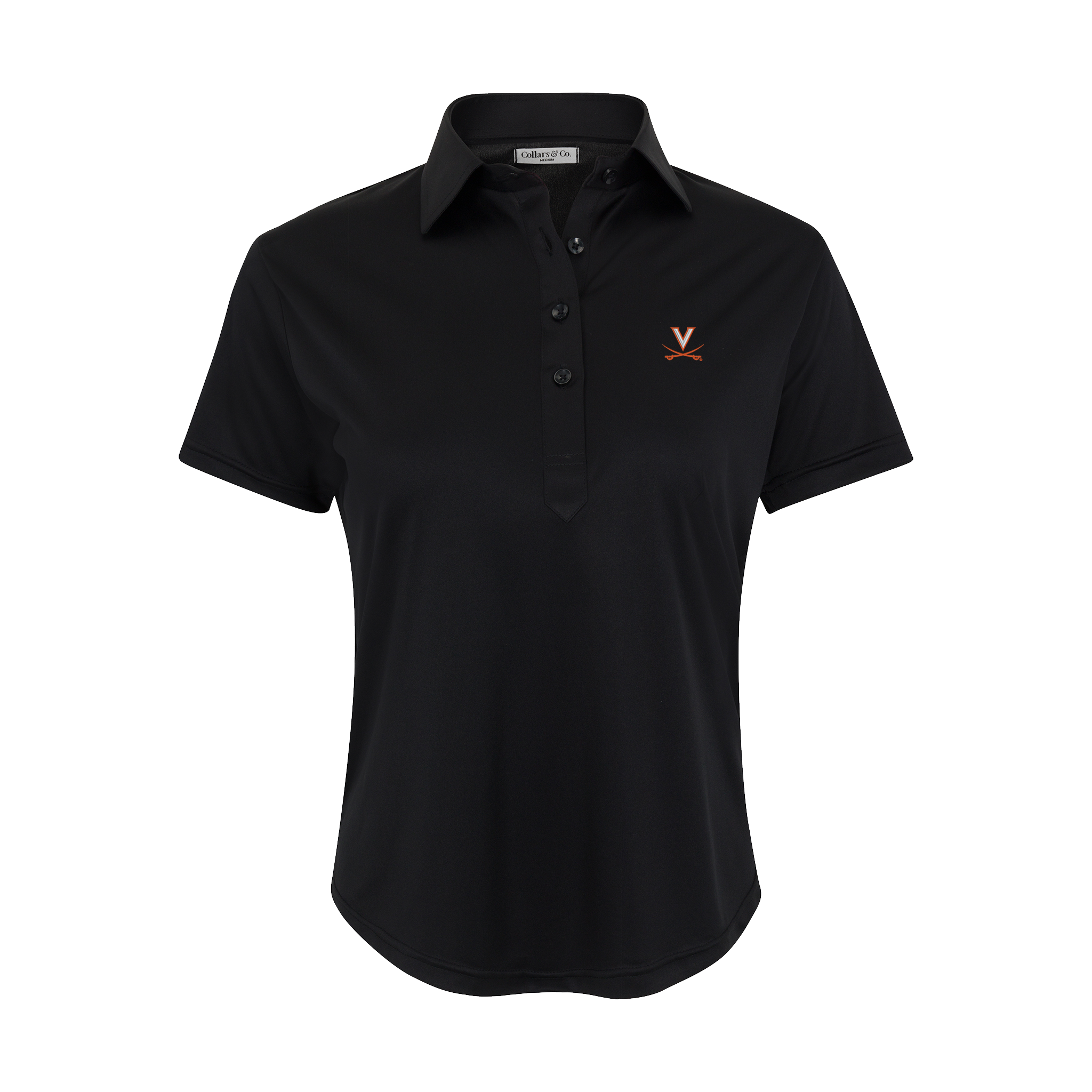 Virginia Women's Cap Sleeve Semi Spread Polo Black