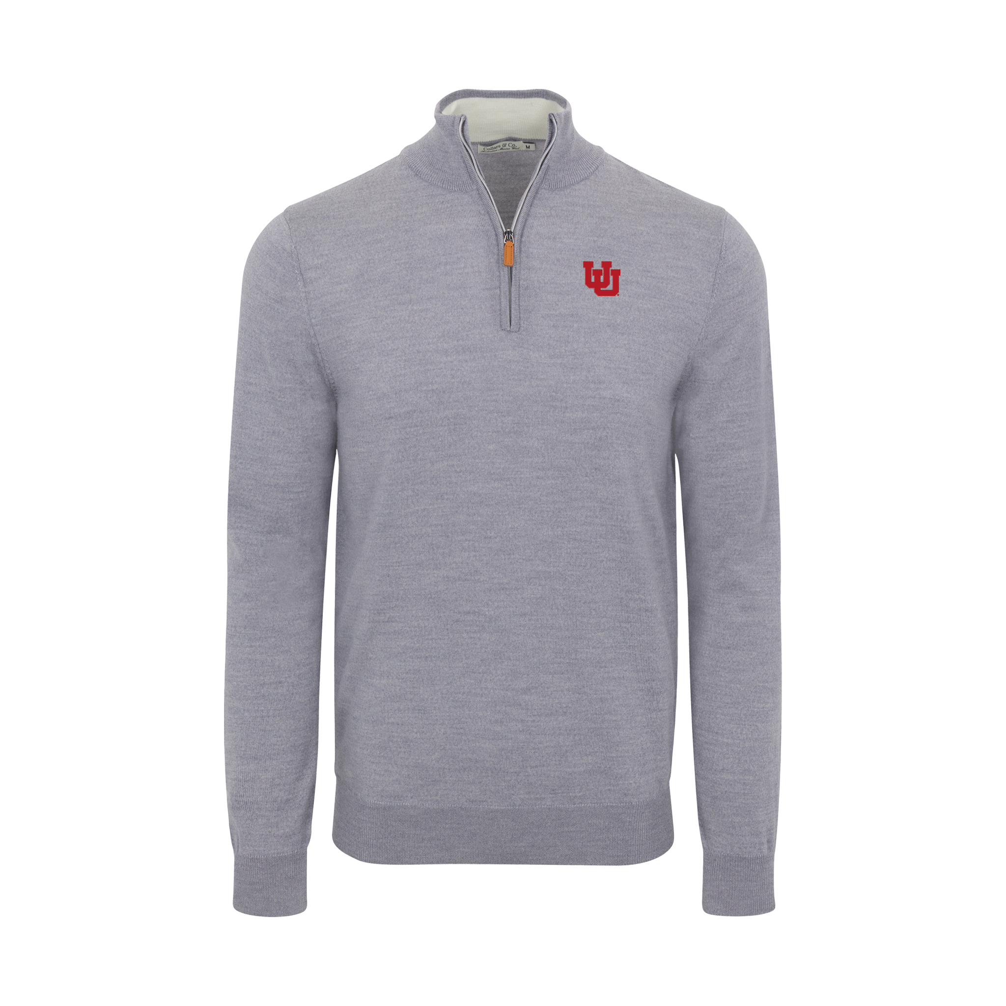 Utah Grey Melange Cashmere Touch Australian Merino Quarter Zip Sweater