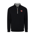 Utah Heather Cloud Cotton Quarter Zip Pullover Black with Light Grey Trim