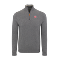 Utah Grey with Grey Trim Luxury Touch Cotton and Cashmere Quarter Zip Sweater