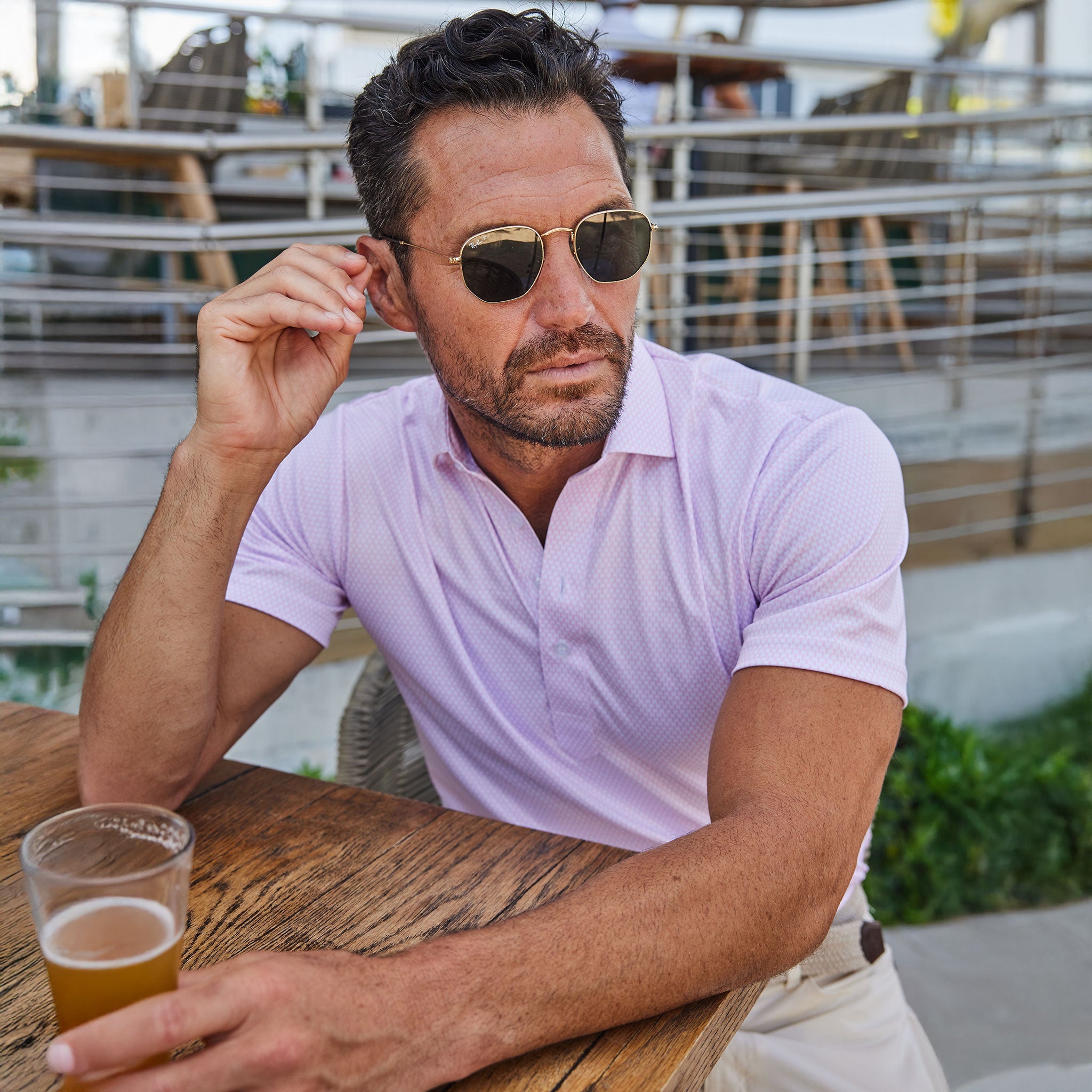 Semi-Spread Collar Polo Vantage Pink Relaxed