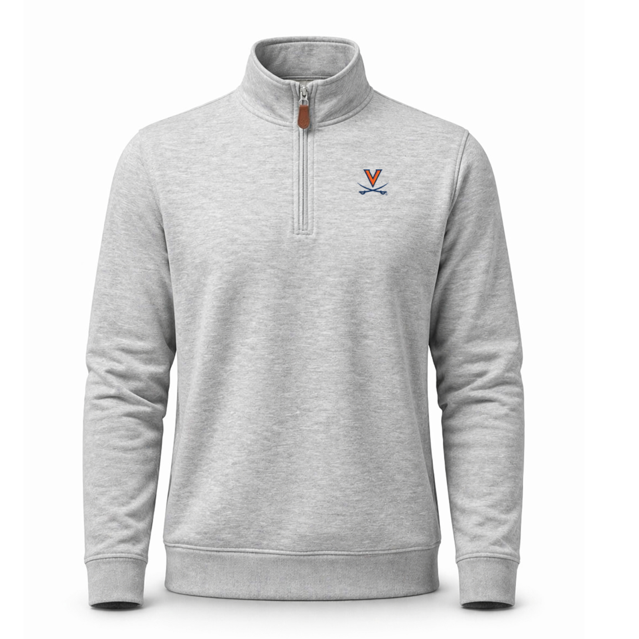 Virginia Heather Cloud Cotton Quarter Zip Pullover Light Grey