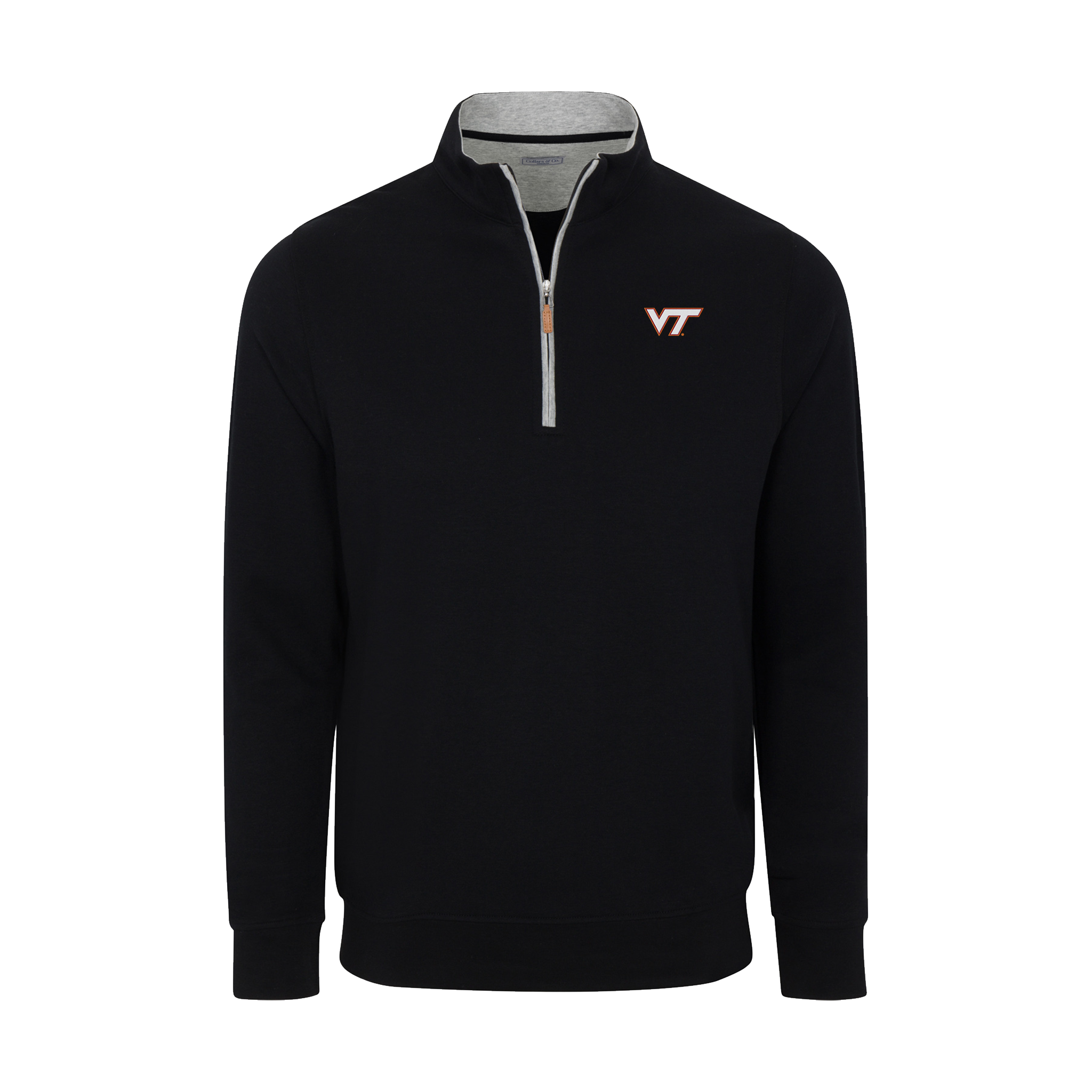 Virginia Tech Heather Cloud Cotton Quarter Zip Pullover Black with Light Grey Trim