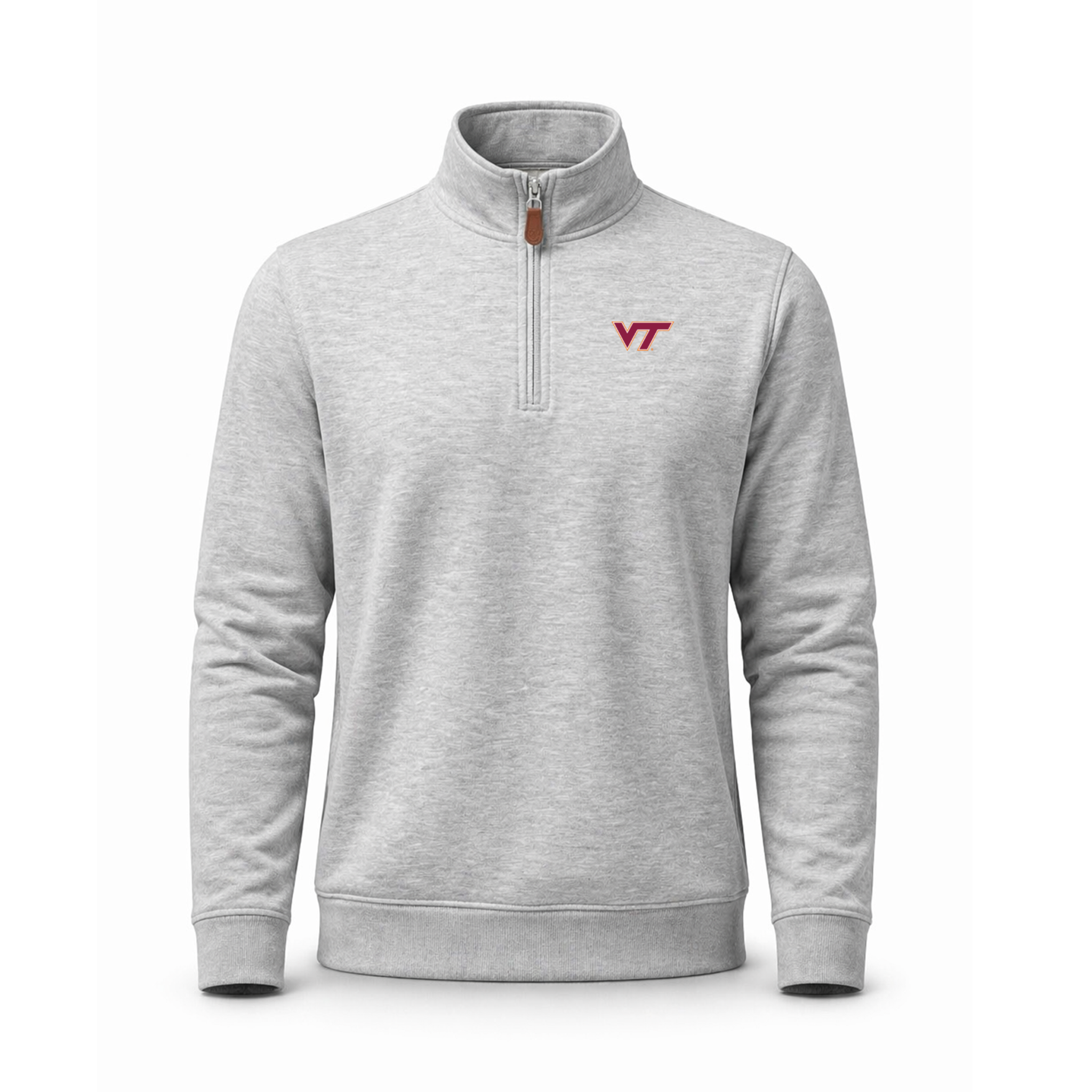 Virginia Tech Heather Cloud Cotton Quarter Zip Pullover Light Grey