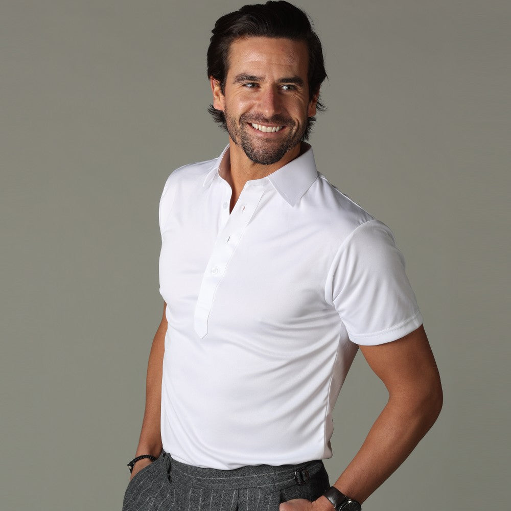 Semi-Spread Collar Polo White Relaxed