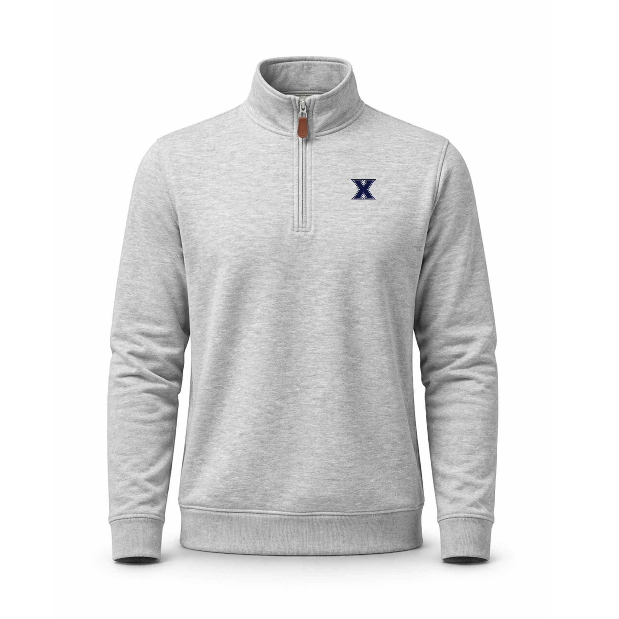Xavier Heather Cloud Cotton Quarter Zip Pullover Light Grey
