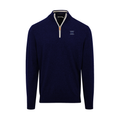 Xavier Navy with White Trim Luxury Touch Cotton and Cashmere Quarter Zip Sweater
