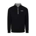 Yale Heather Cloud Cotton Quarter Zip Pullover Black with Light Grey Trim