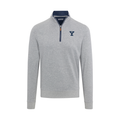 Yale Heather Cloud Cotton Quarter Zip Pullover Light Grey with Navy Trim