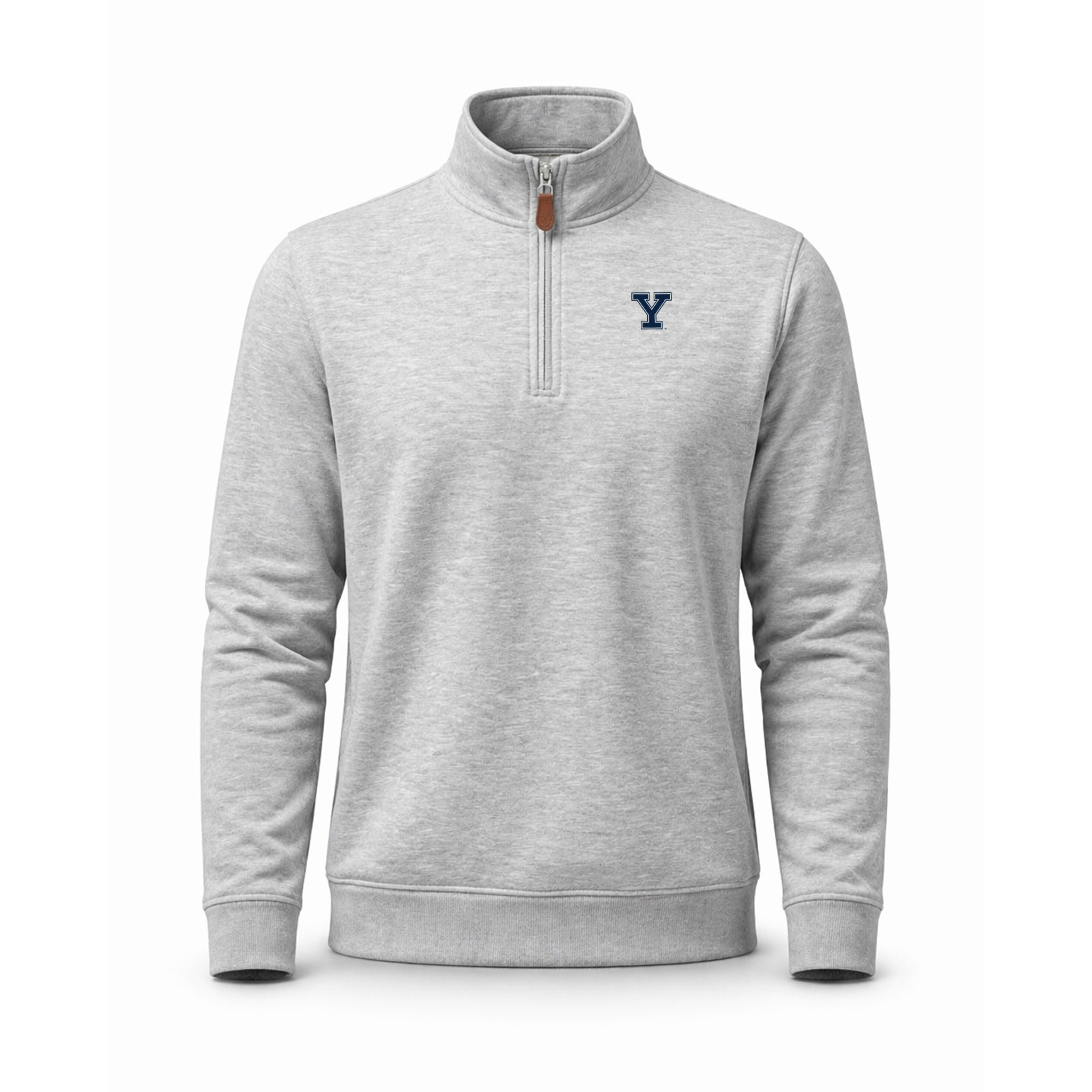 Yale Heather Cloud Cotton Quarter Zip Pullover Light Grey
