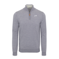 Collars & Co. Zeta Psi Grey Melange Cashmere Touch Australian Merino Quarter Zip Sweater
