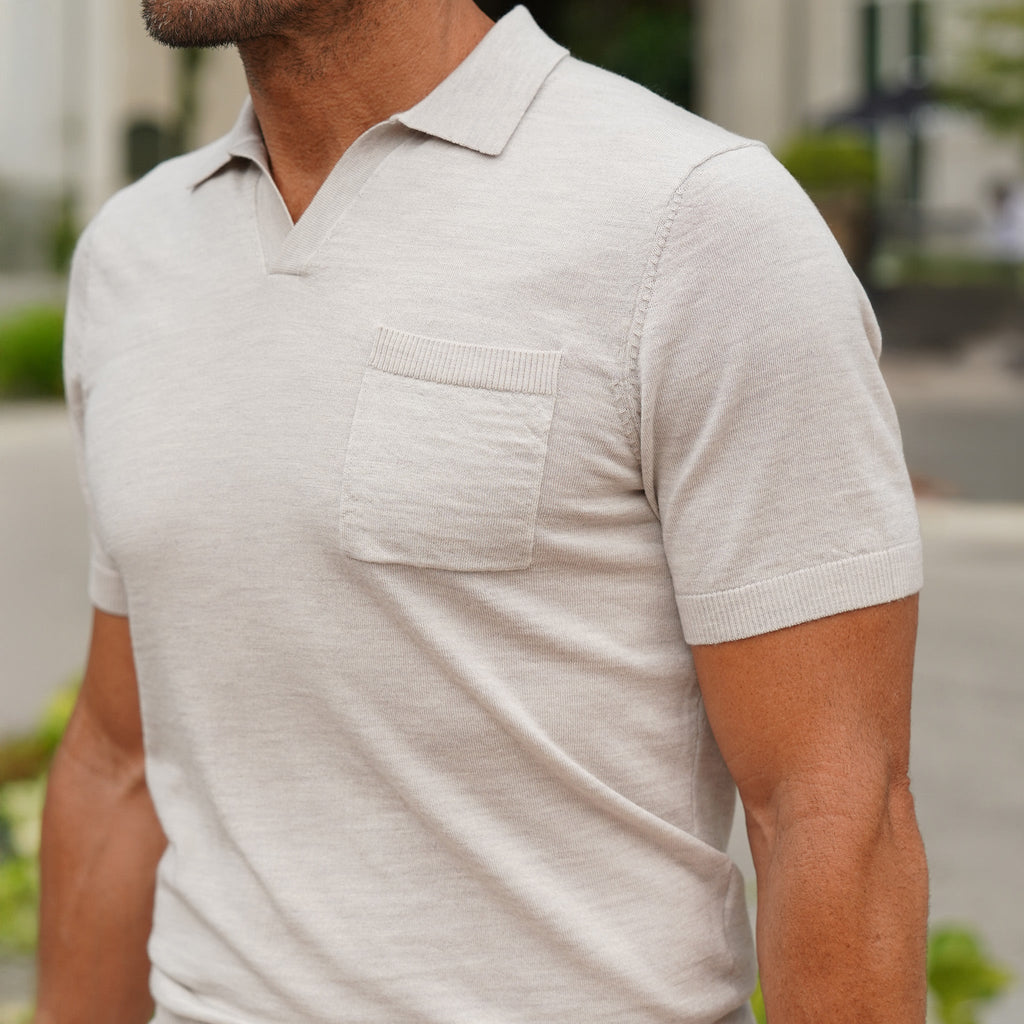 Bellagio All-Season Short Sleeve Merino Polo Oatmeal