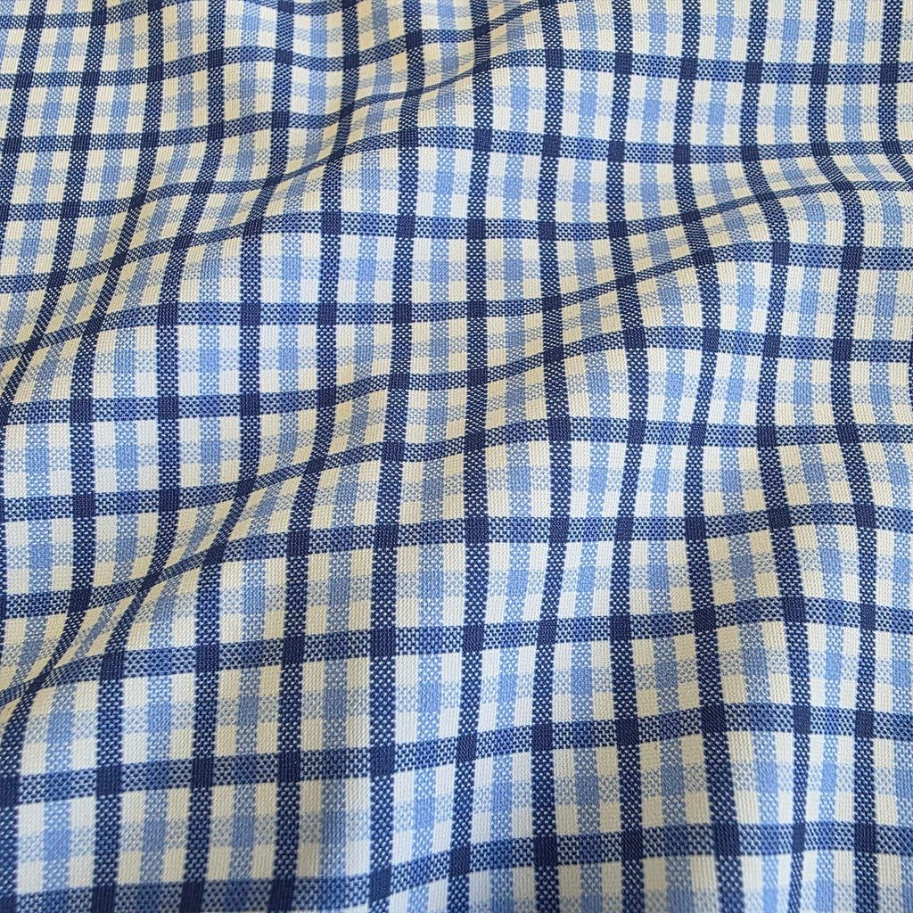 Apex Performance Dress Shirt Semi-Spread Collar Vincento Blue Tattersall