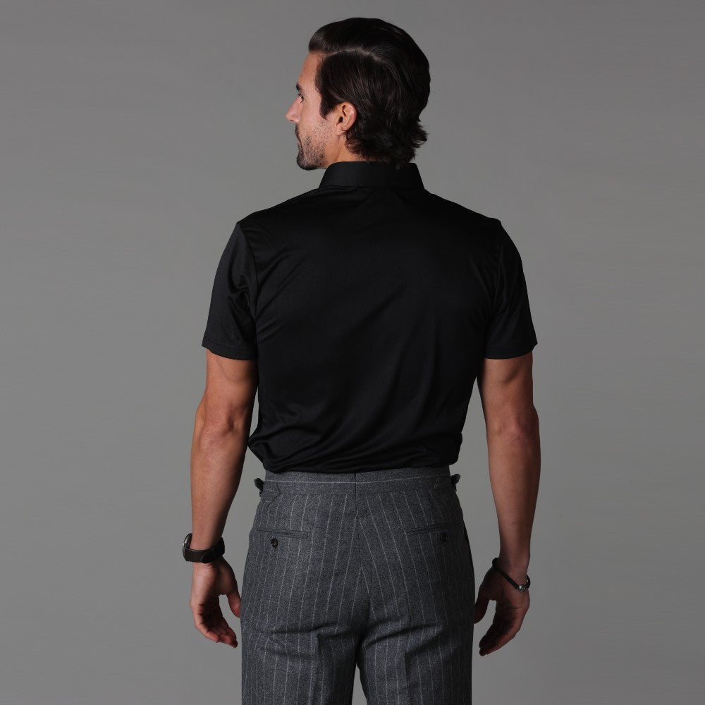 Semi-Spread Collar Polo Black Relaxed