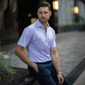Semi-Spread Collar Polo Lavender Houndstooth Relaxed (Classic)