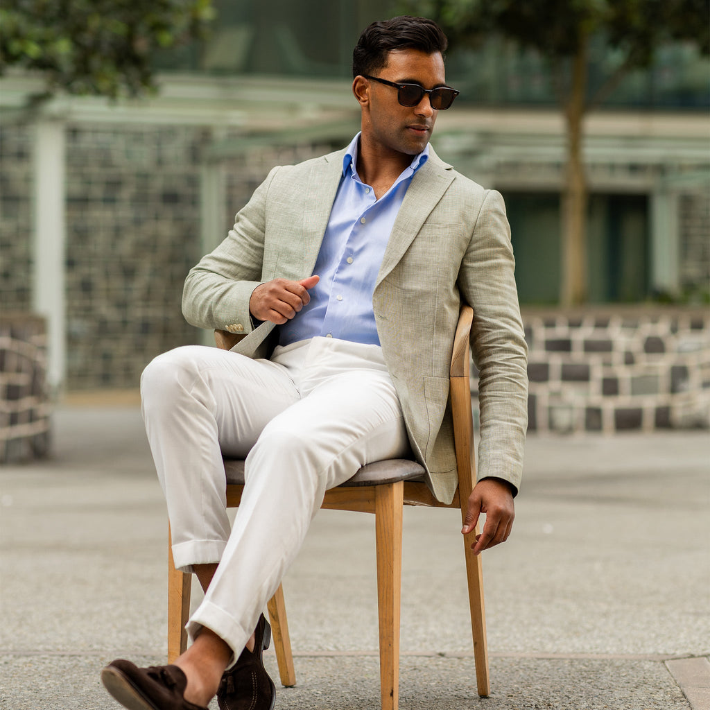 The Lorenzo Linen & Cotton Blazer Light Sage