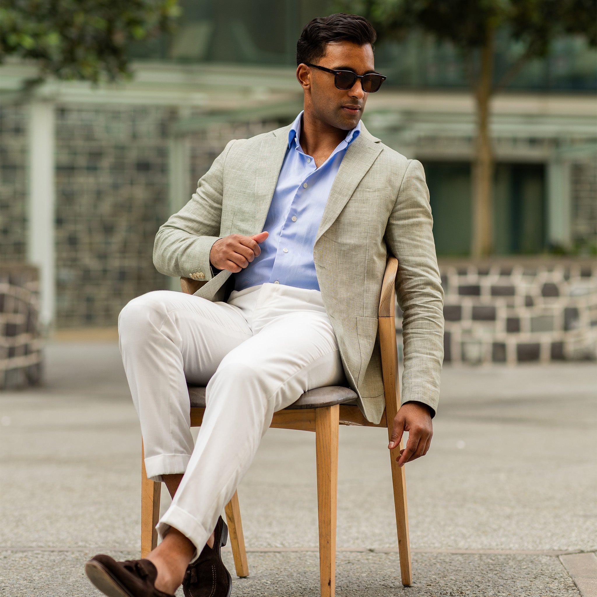 The Lorenzo Linen & Cotton Blazer Light Sage