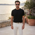 Maranello Mid-Weight Cotton & Silk Tee Black