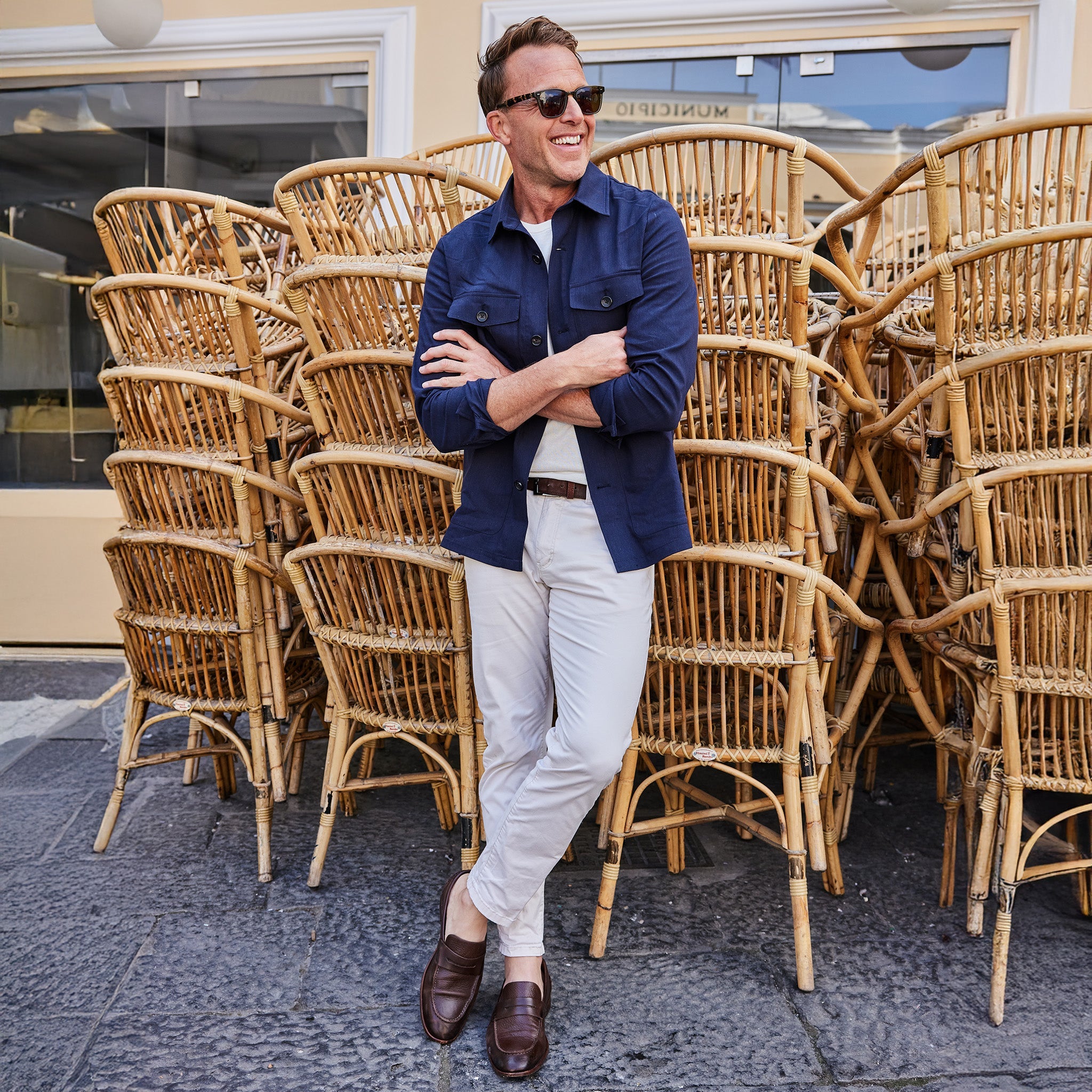 Monterey Cotton & Linen Overshirt Navy