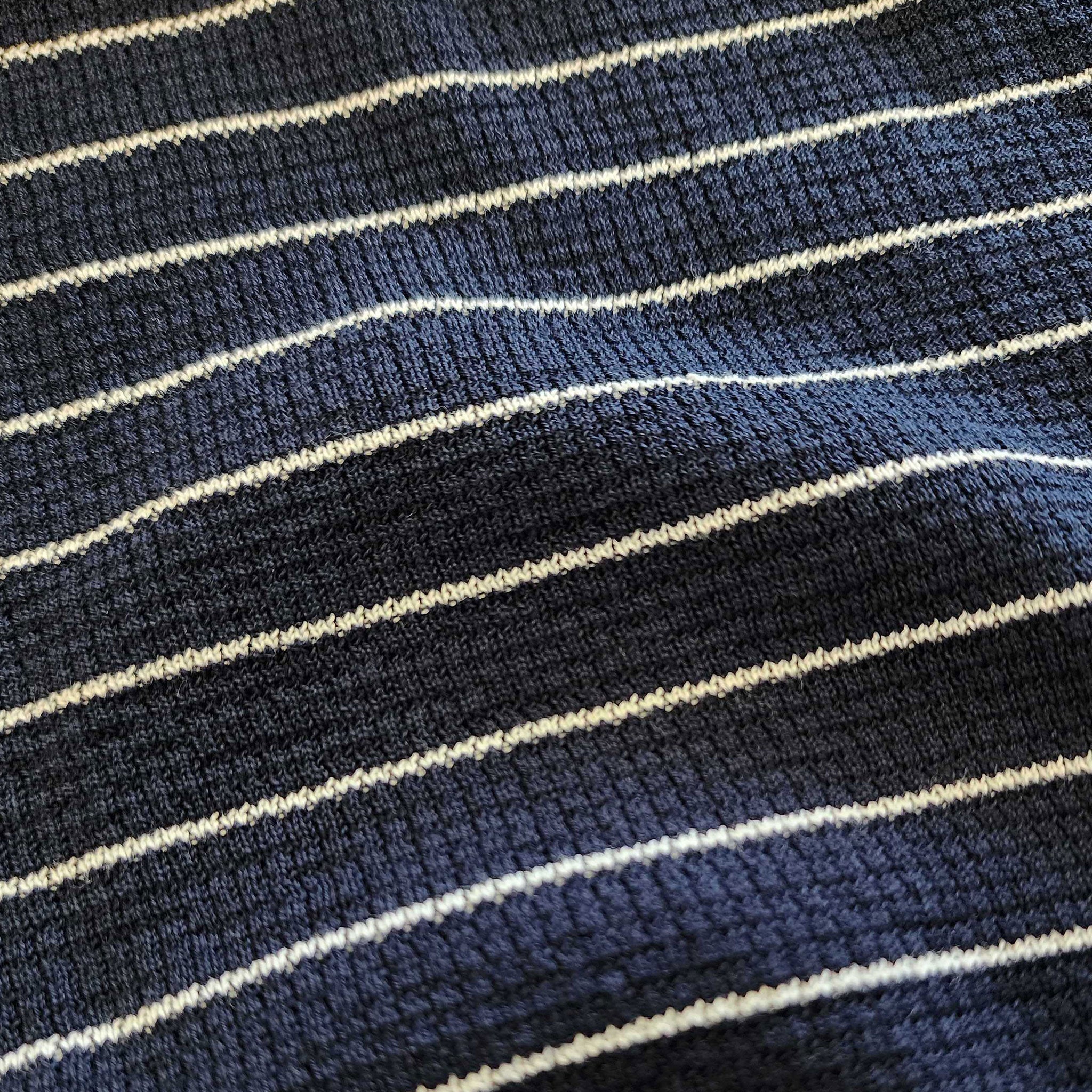 East Hampton Waffle Knit Polo Navy with White Stripe