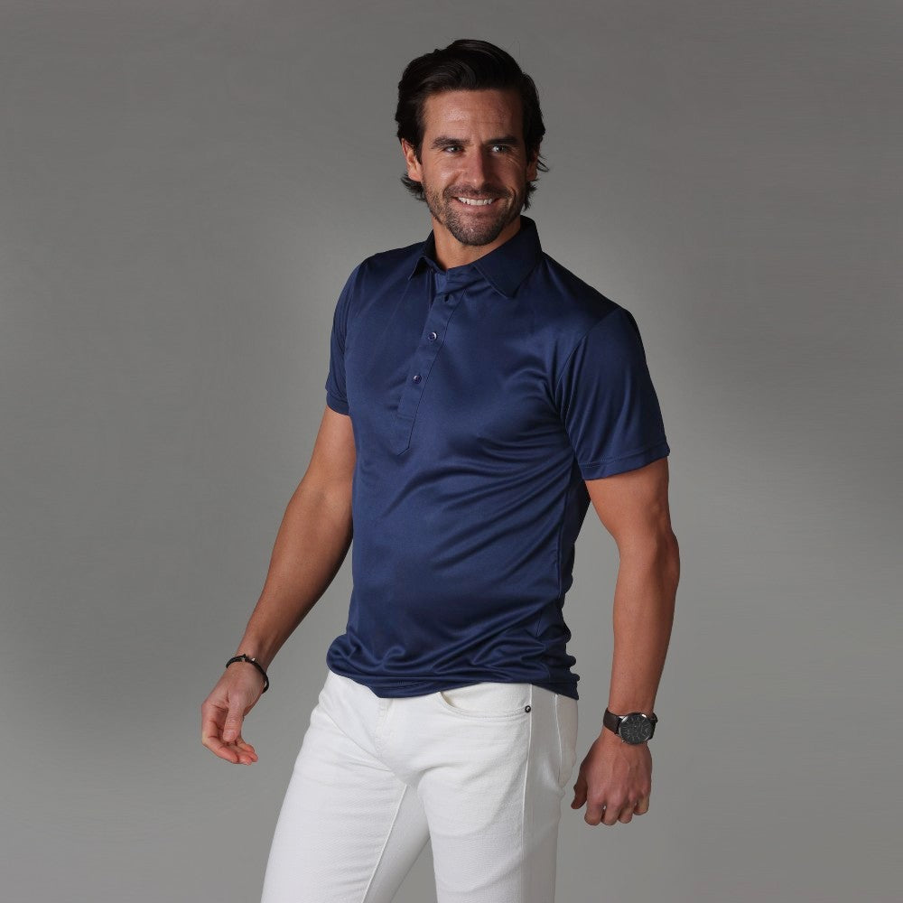Semi-Spread Collar Polo Navy Relaxed
