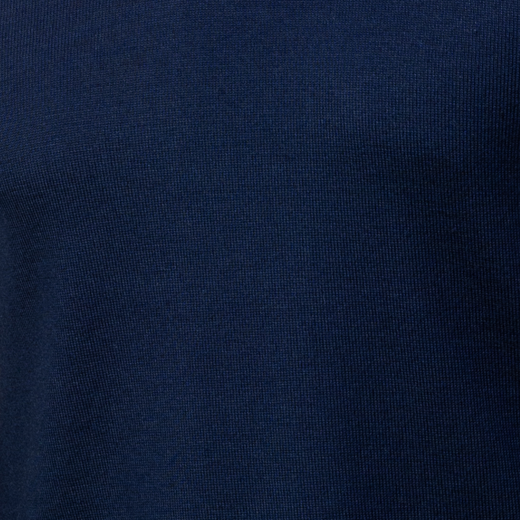 Bellagio Three Button Long Sleeve Merino Polo Navy