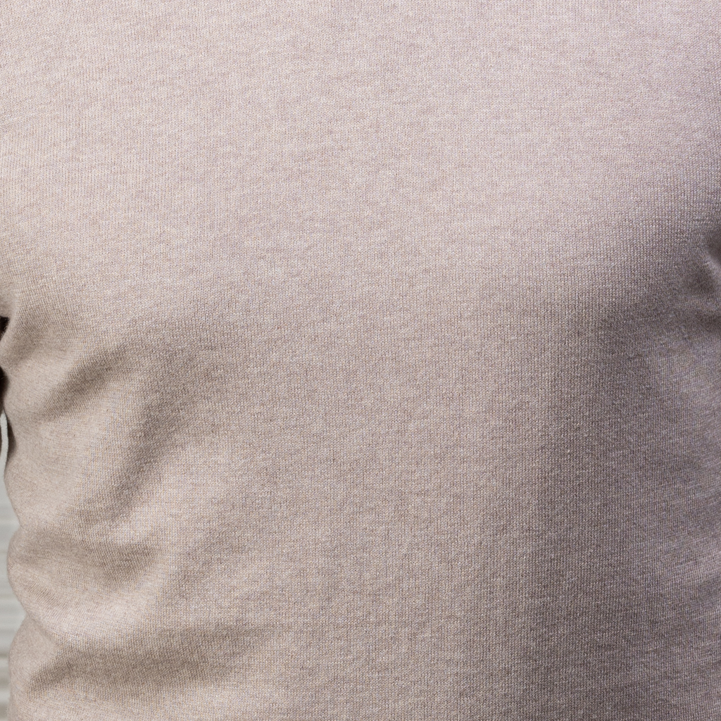 Bellagio Buttonless Long Sleeve Merino Polo Oatmeal