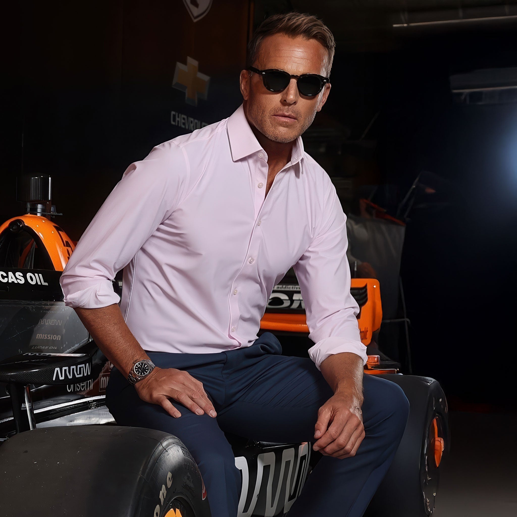 Apex Performance Dress Shirt Semi-Spread Collar Light Pink Twill