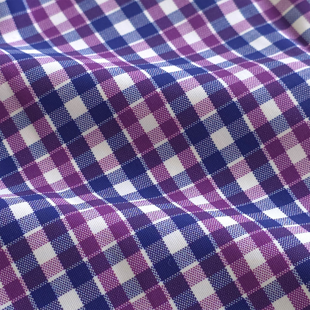 Apex Performance Dress Shirt Semi-Spread Collar Purple and Blue Tattersall