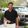 Ravello Summer Weight Linen Blend Polo Black