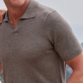 Ravello Summer Weight Linen Blend Polo Brown