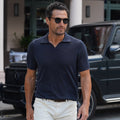 Ravello Summer Weight Linen Blend Polo Navy