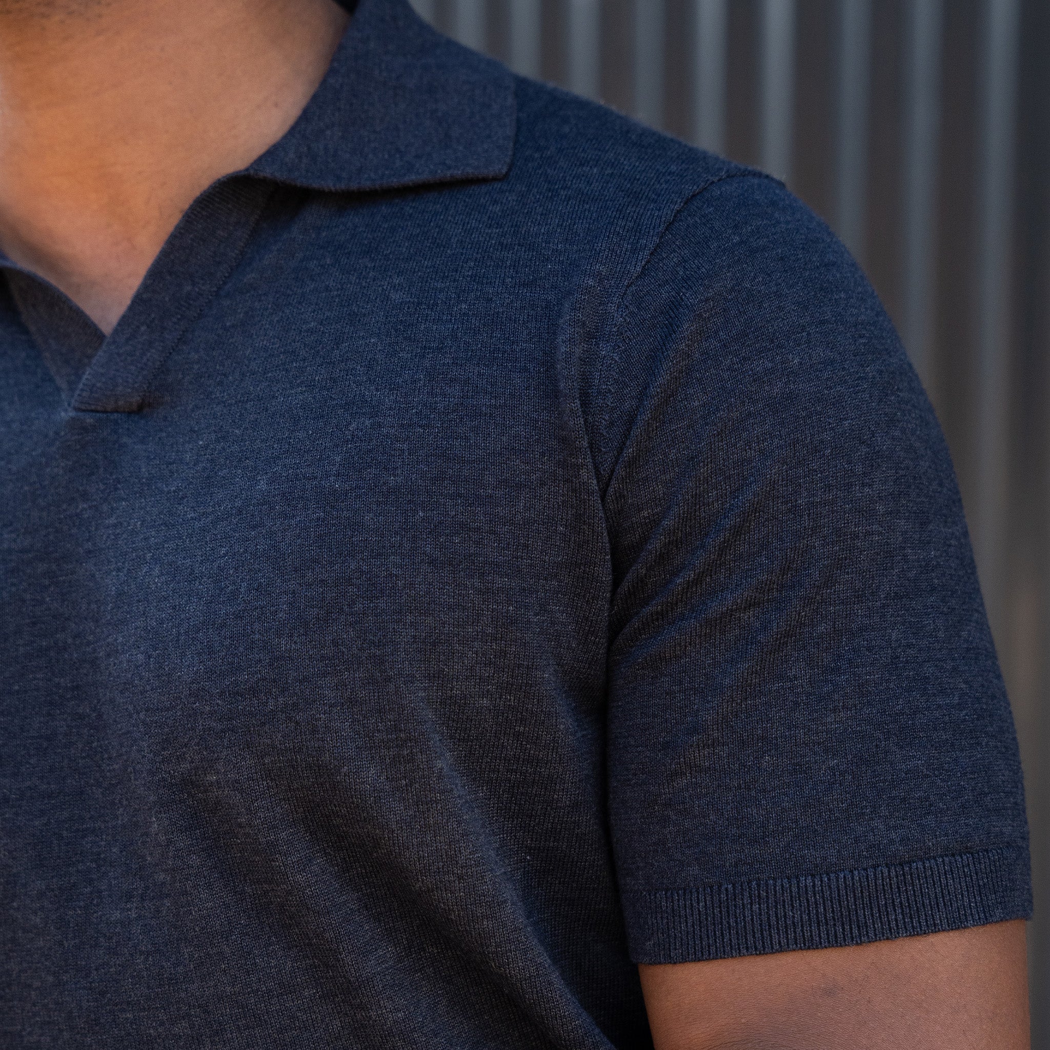 Ravello Summer Weight Linen Blend Polo Navy