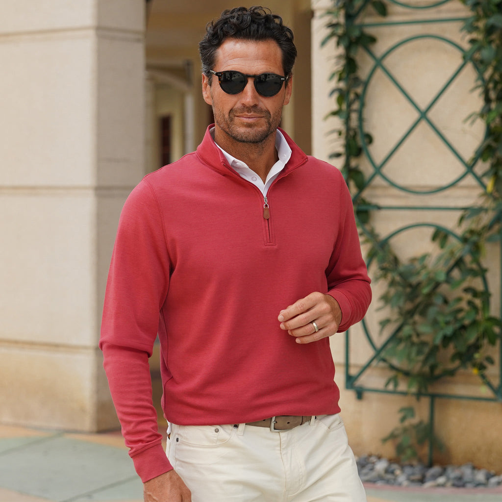 Cloud Cotton Quarter Zip Red