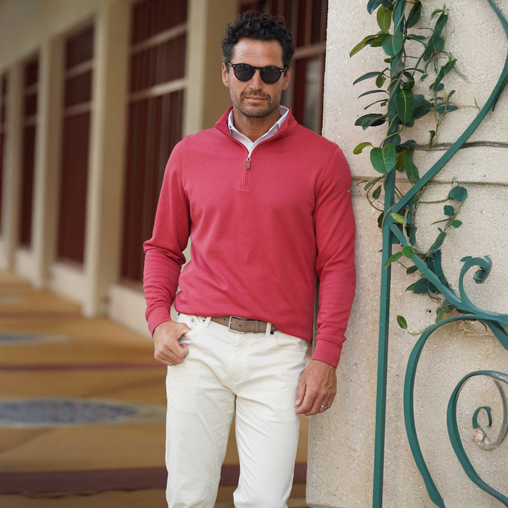 Cloud Cotton Quarter Zip Red