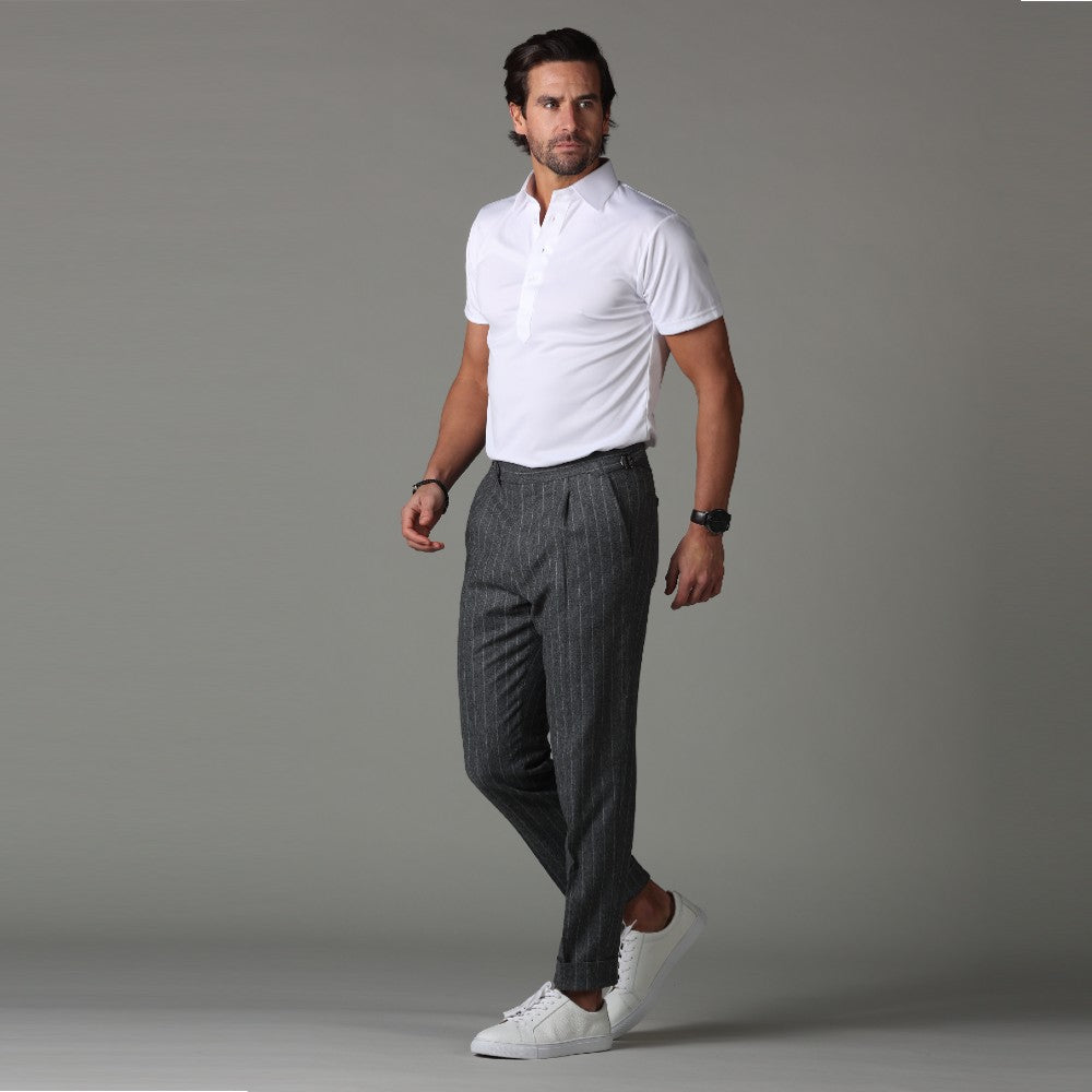 Semi-Spread Collar Polo White Relaxed