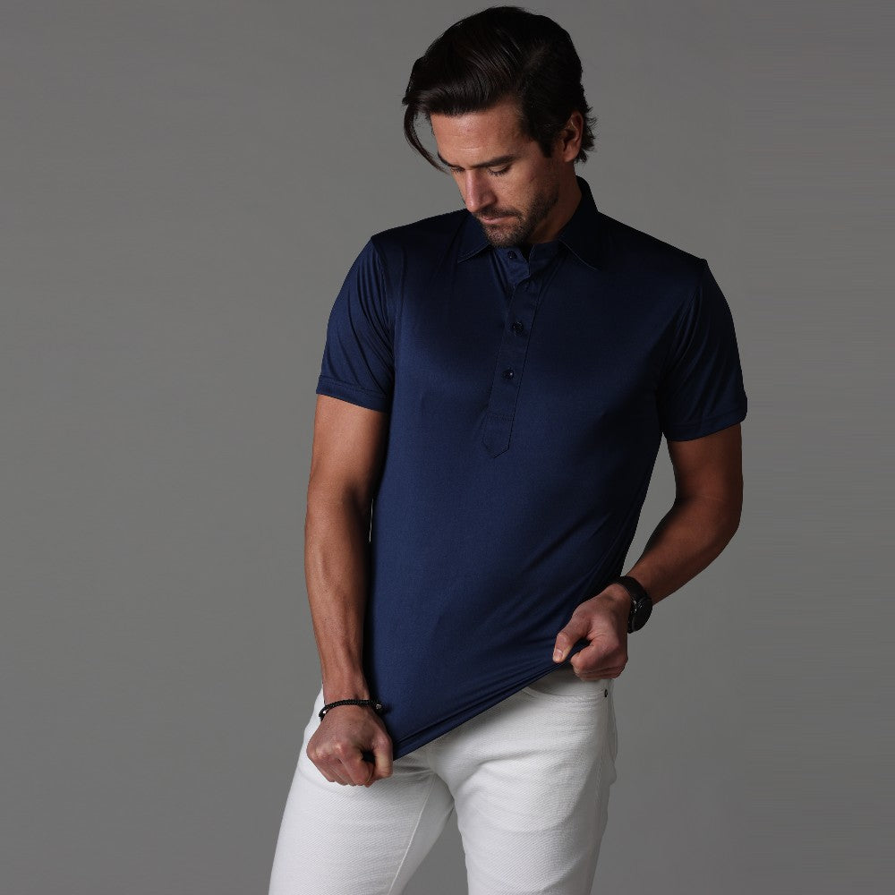 Semi-Spread Collar Polo Navy Relaxed