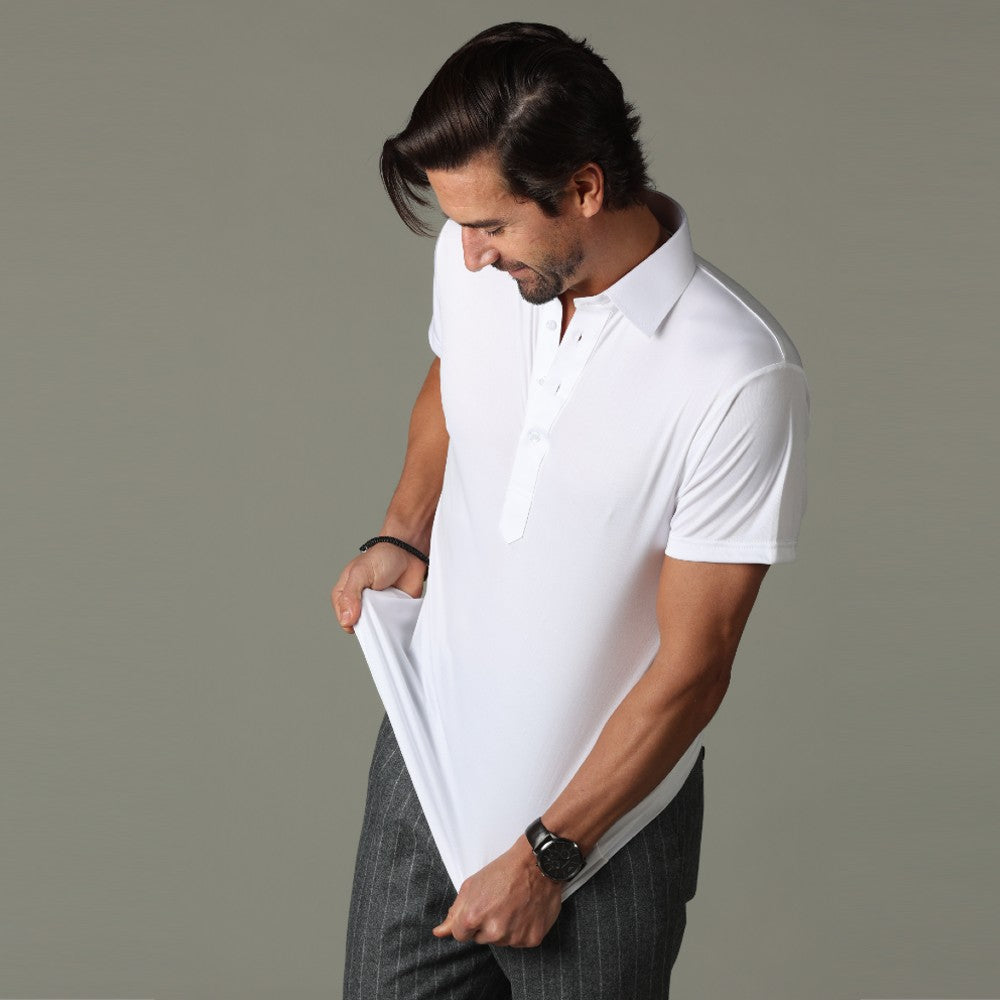 Semi-Spread Collar Polo White Relaxed