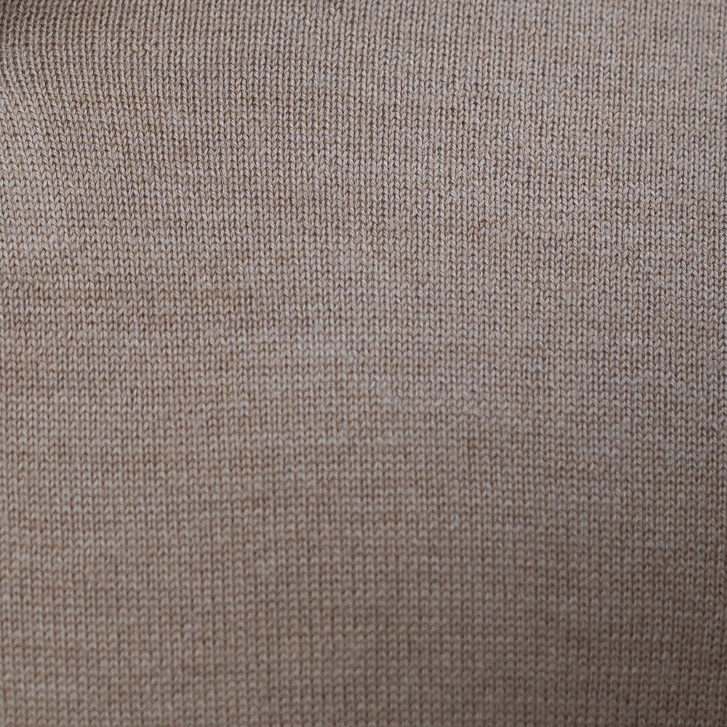 Bellagio Three Button Long Sleeve Merino Polo Camel