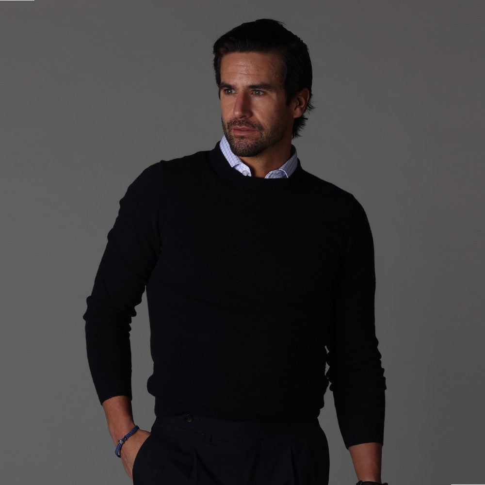 Semi-Spread Collar Polo Thin Blue Check Original Tall